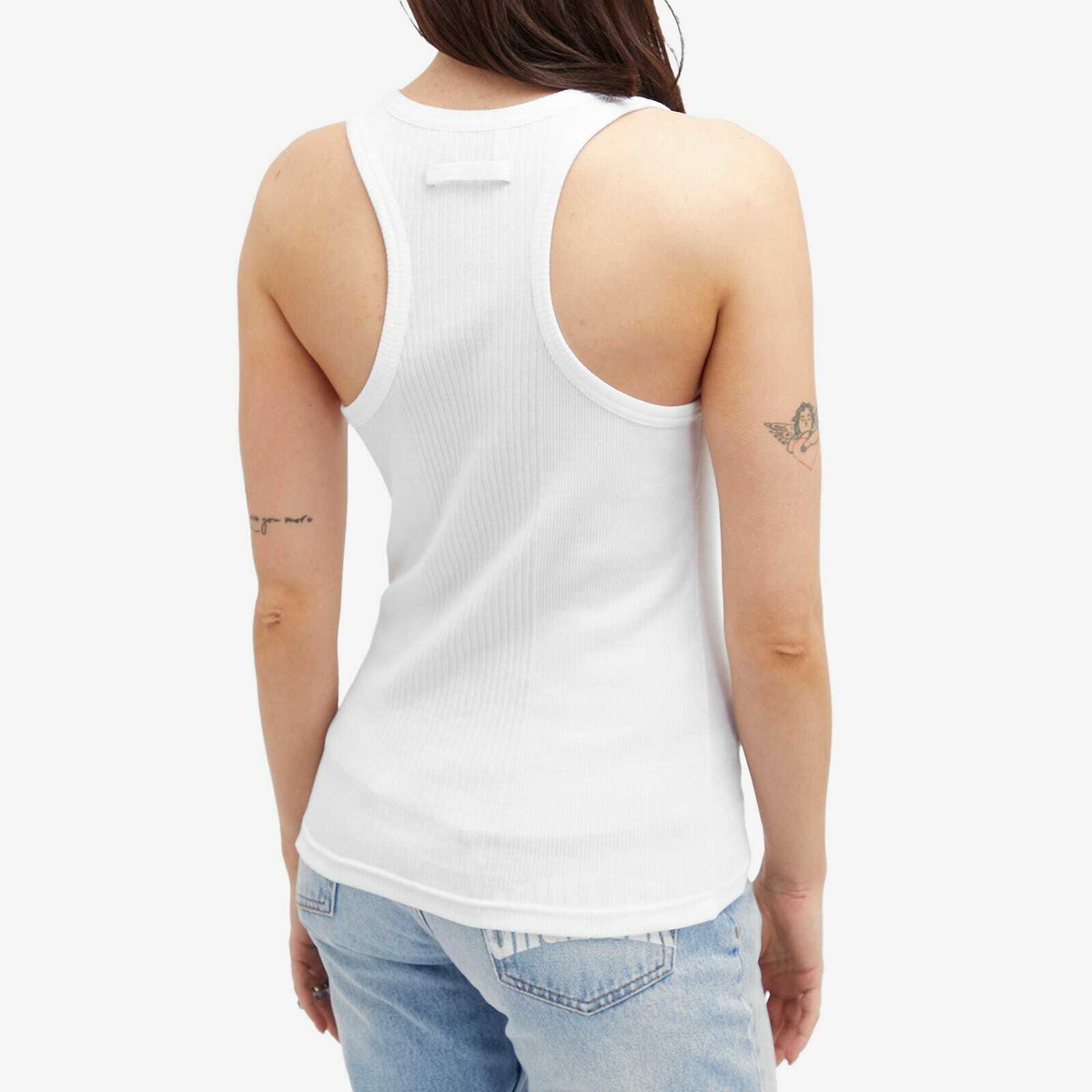 Jean Paul Gaultier Women's Overall Buckle Ribbed Tank Top in White
