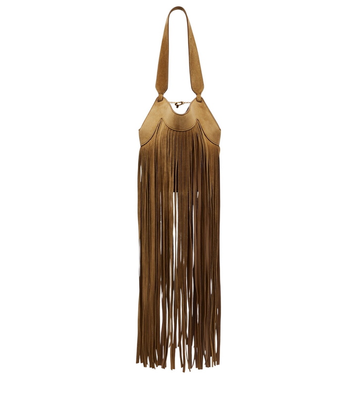 Photo: Khaite Lotus Nano fringed suede tote bag