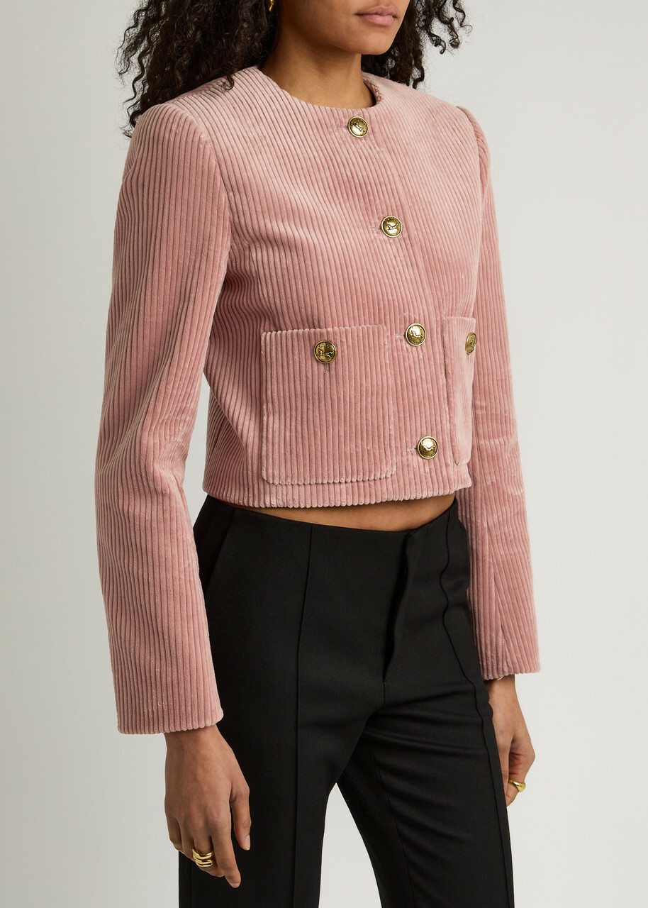 Chloe Cropped Corduroy Jacket Pink Chloe
