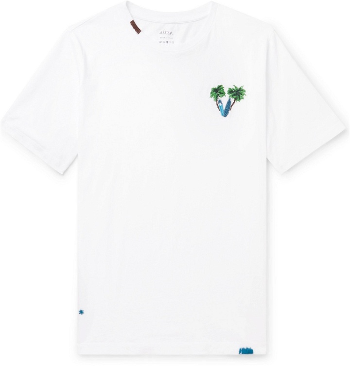 Photo: Altea - Embroidered Cotton-Jersey T-Shirt - White