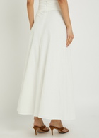 Skiim Embroidered Split Cotton Midi Skirt White