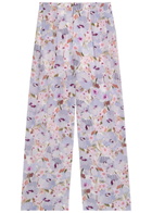 Balmain Floral-print Wide-leg Silk Trousers White