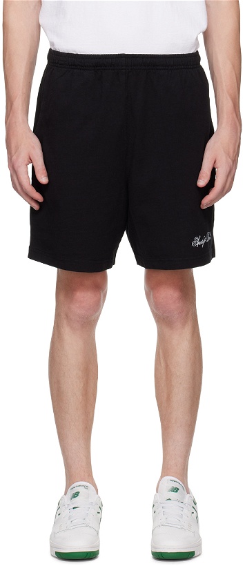 Photo: Sporty & Rich Black Cursive Gym Shorts