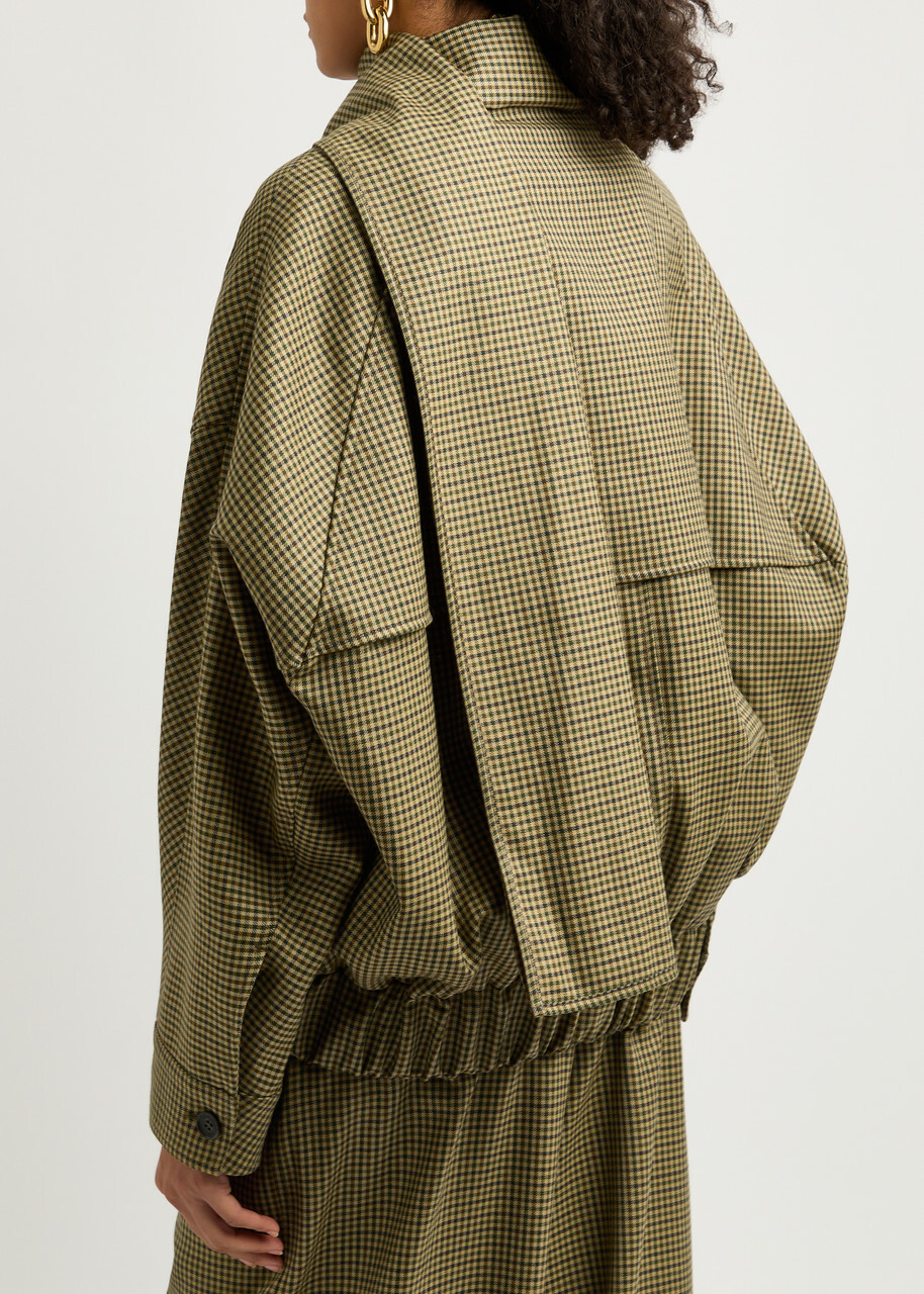 Darkpark Lee Houndstooth Scarf-effect Wool Bomber Jacket Multicoloured