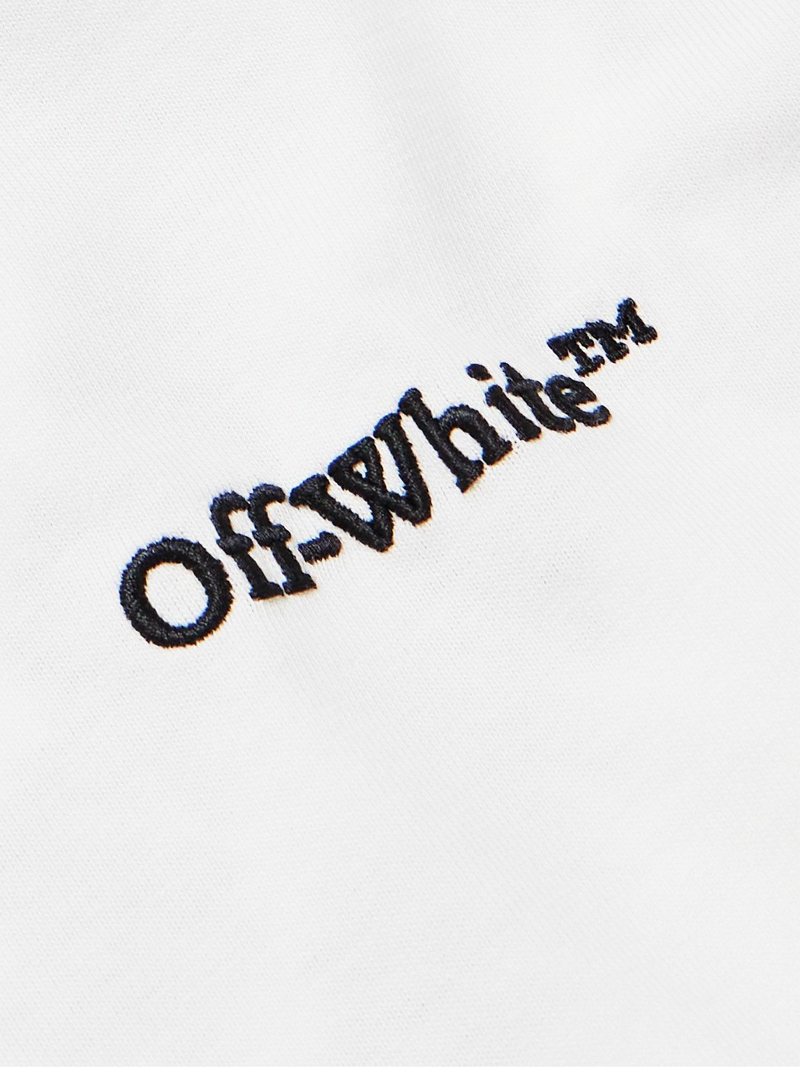 Off-White logo-embroidered cotton shirt - Black