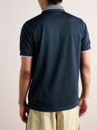 adidas Originals - Striped Logo-Appliquéd Jersey Polo Shirt - Blue