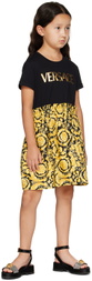 Versace Kids Black & Gold Barocco Dress