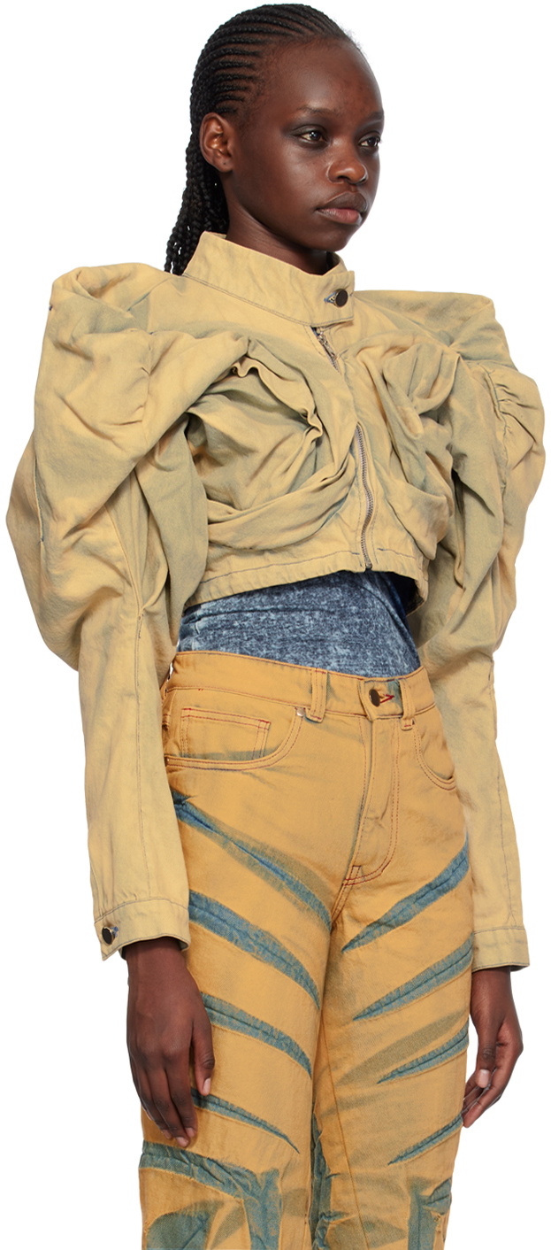Masha Popova Beige Scrapyard Denim Jacket