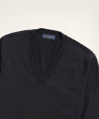 Brooks Brothers Men's Big & Tall Supima Cotton V-Neck Sweater | Black