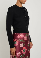 Erdem Floral-embellished Merino Wool Cardigan Black
