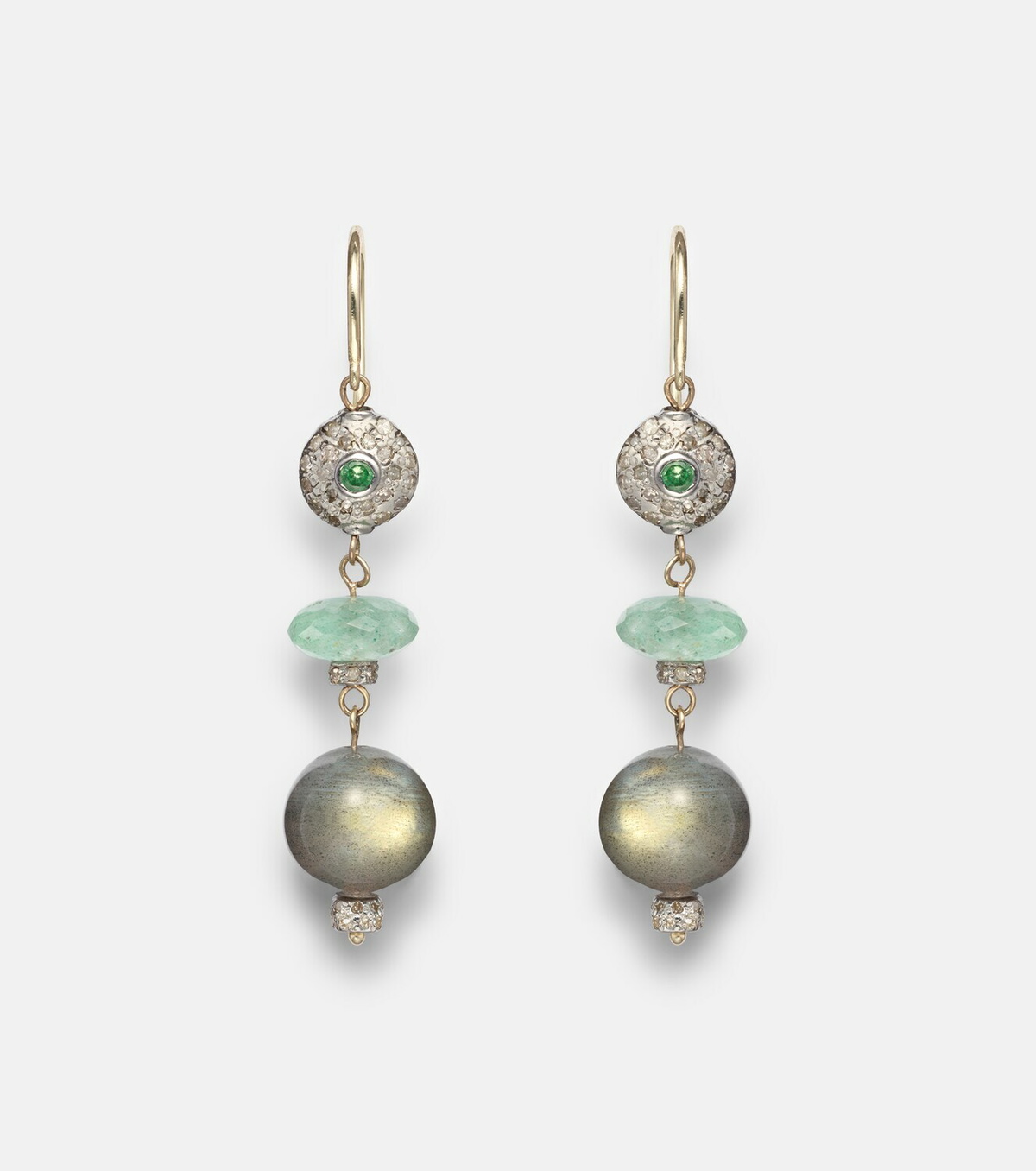 Ileana Makri 9kt gold (375/1000) and sterling silver (925) earrings with gemstones