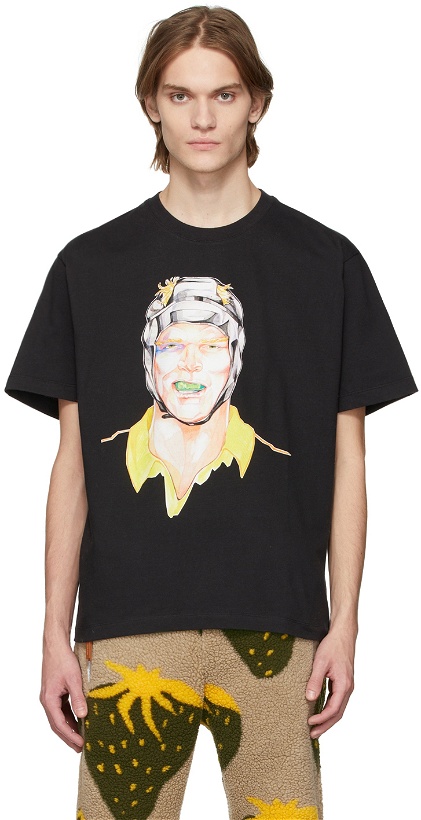 Photo: JW Anderson Black Pol Anglada Oversized Printed Rugby T-Shirt