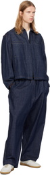 Y's For Men Navy Color Combi Stitch Denim Jacket
