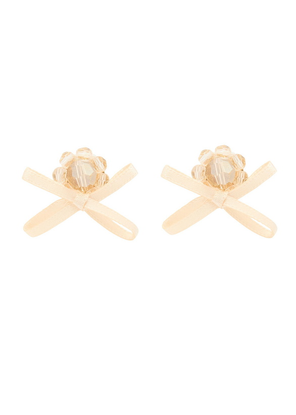 Photo: Simone Rocha Petite Bow Crystal-embellished Stud Earrings - Cream - One Size