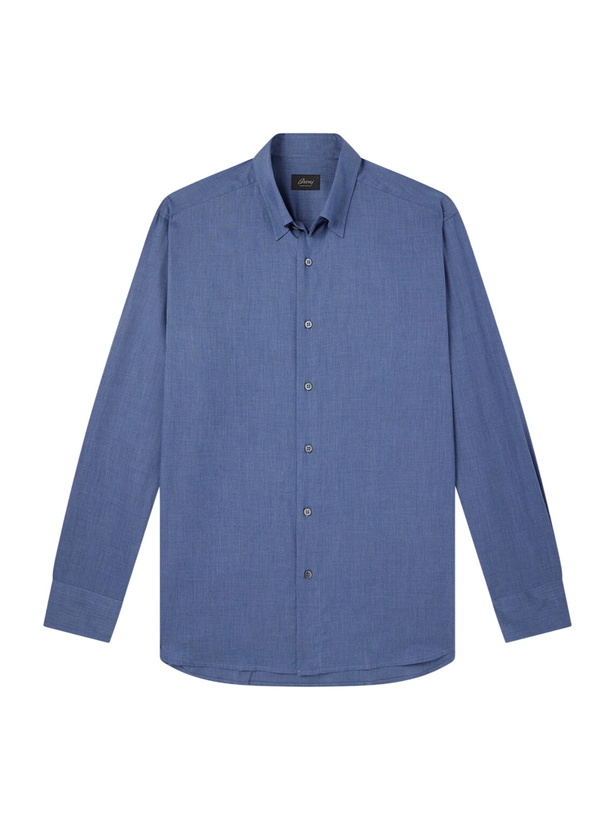 Photo: Brioni - Cotton-Poplin Shirt - Blue
