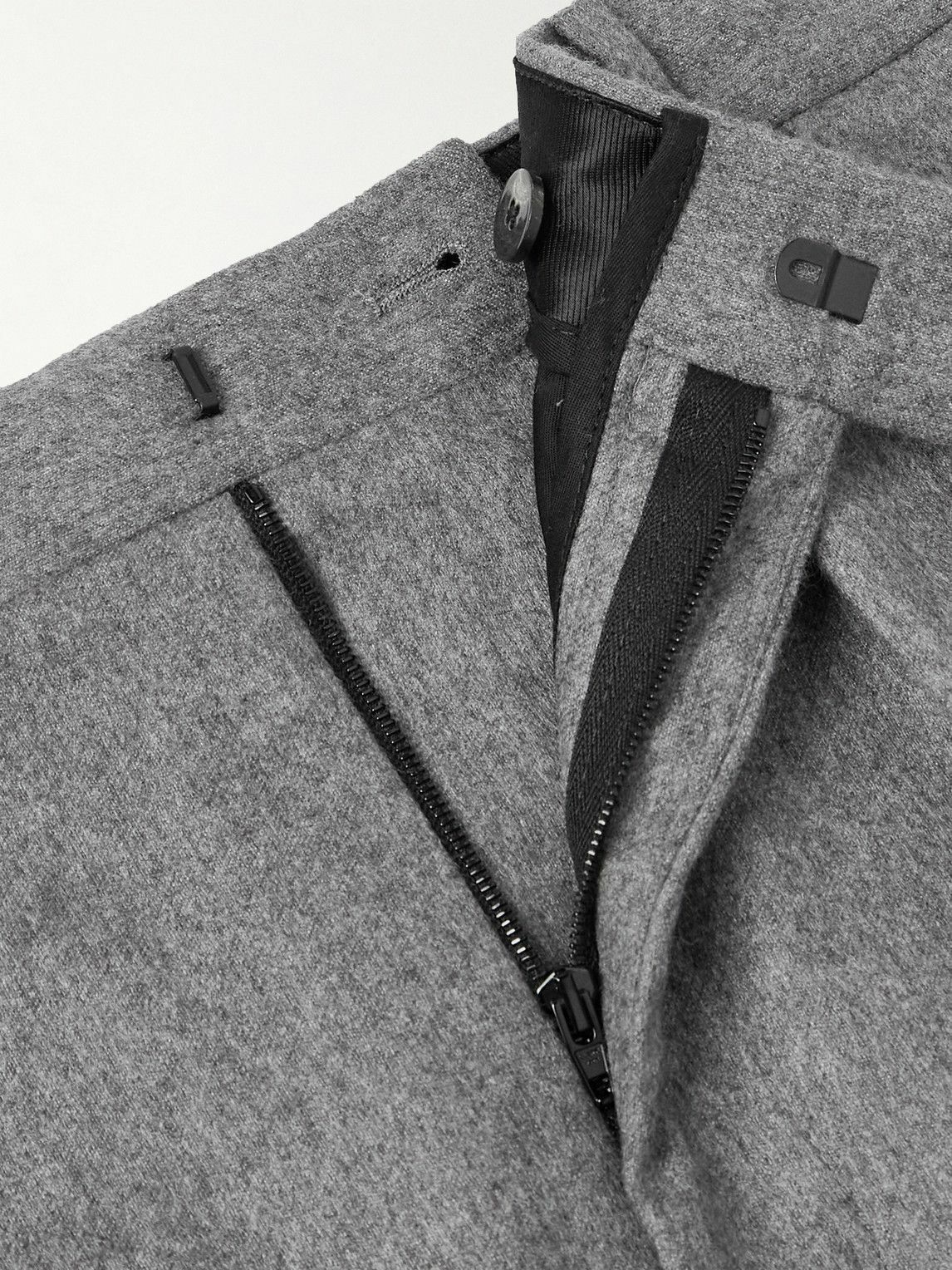 CELINE - Keith Tapered Pleated Cashmere-Flannel Trousers - Gray