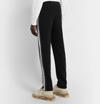 Burberry - Slim-Fit Logo-Print Striped Loopback Cotton-Jersey Sweatpants - Black