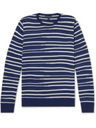 Peter Millar - Offshore Striped Wool, Silk and Linen-Blend Sweater - Blue