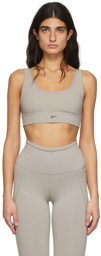 Reebok Classics Grey Stripped Minimalist Sports Bra