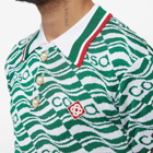 Casablanca Men's Flying Flag Knit Polo Shirt in Green