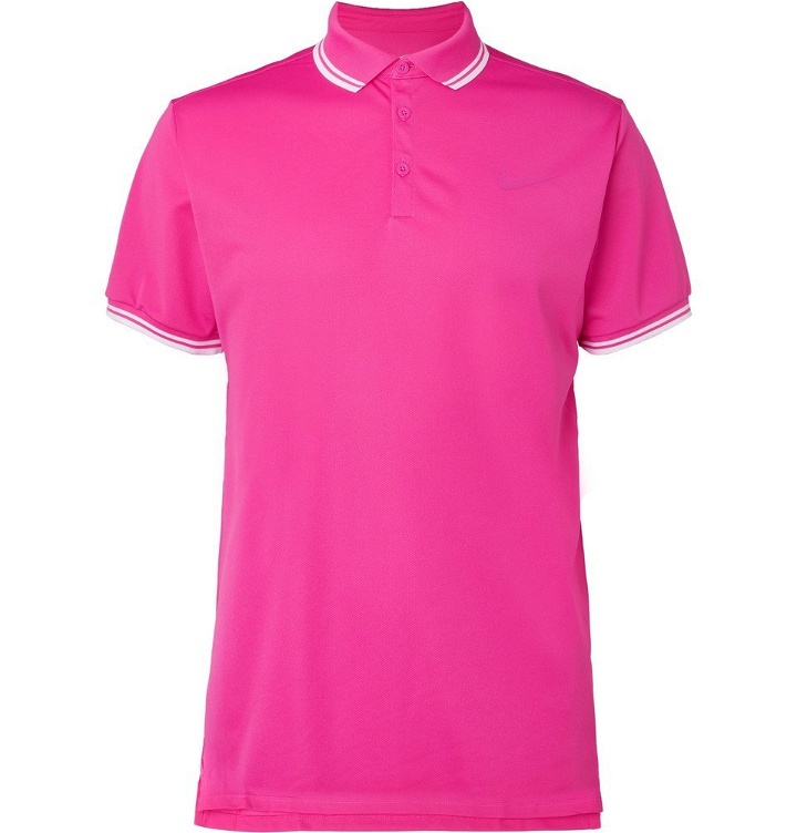 Photo: Nike Tennis - Contrast-Tipped Dri-FIT Tennis Polo Shirt - Pink
