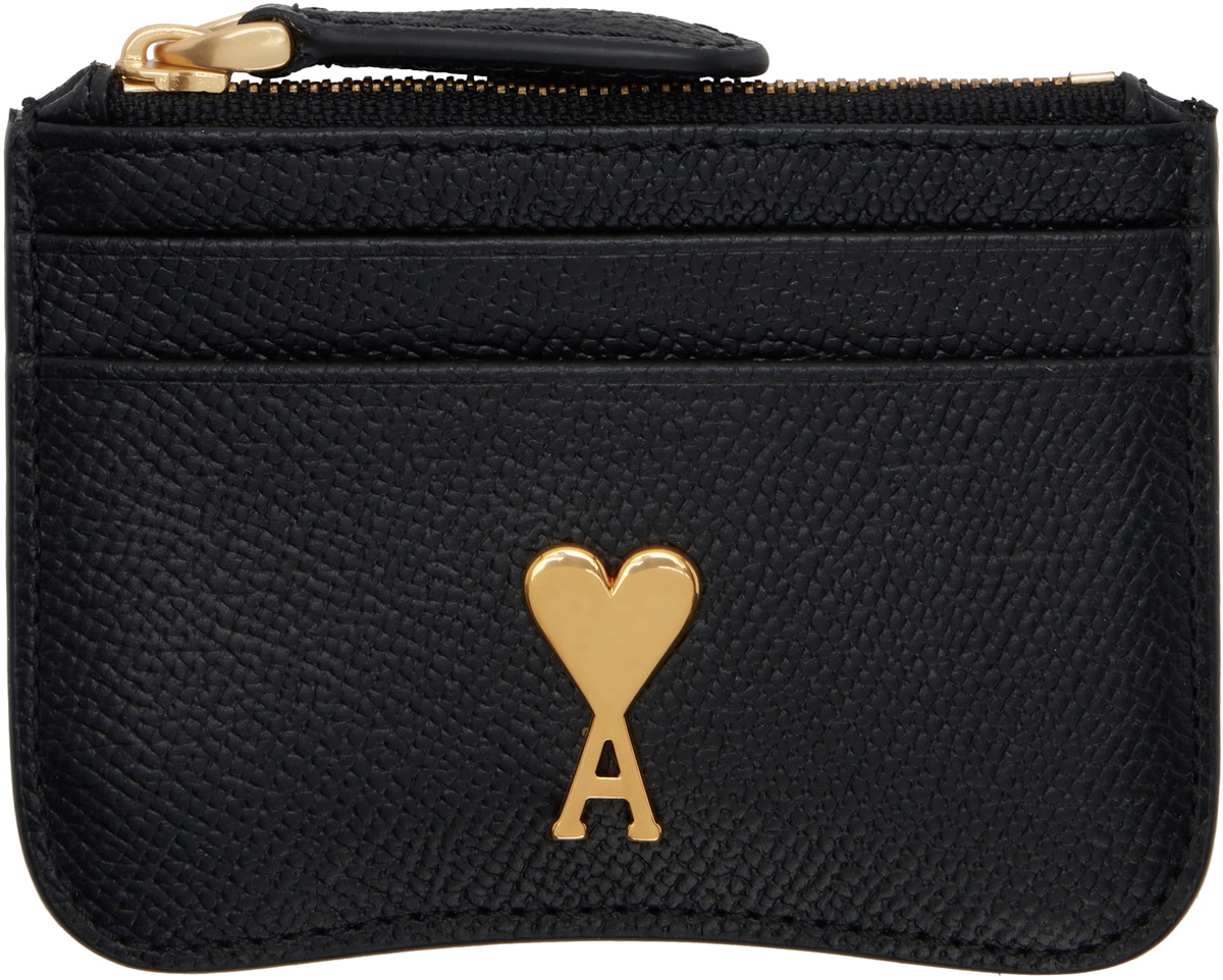 AMI Paris Black Paris Paris Zipped Card Holder