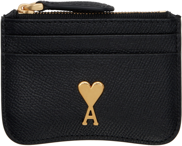 Photo: AMI Paris Black Paris Paris Zipped Card Holder