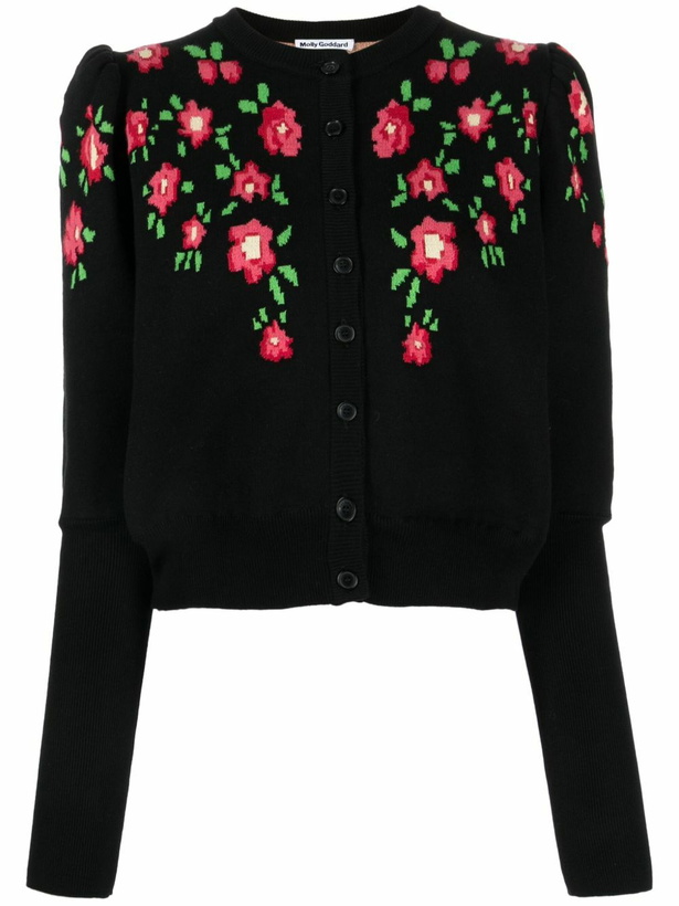 Photo: Molly Goddard Black Sonia Floral-Intarsia Cardigan