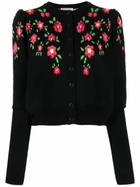 Molly Goddard Black Sonia Floral-Intarsia Cardigan