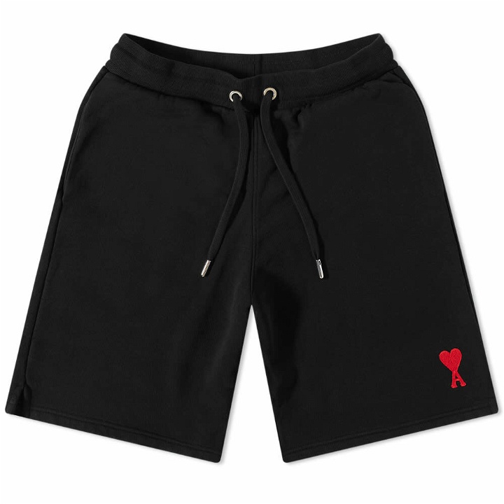 Photo: AMI Men's Small A Heart Shorts in Black/Red