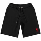 AMI Men's Small A Heart Shorts in Black/Red