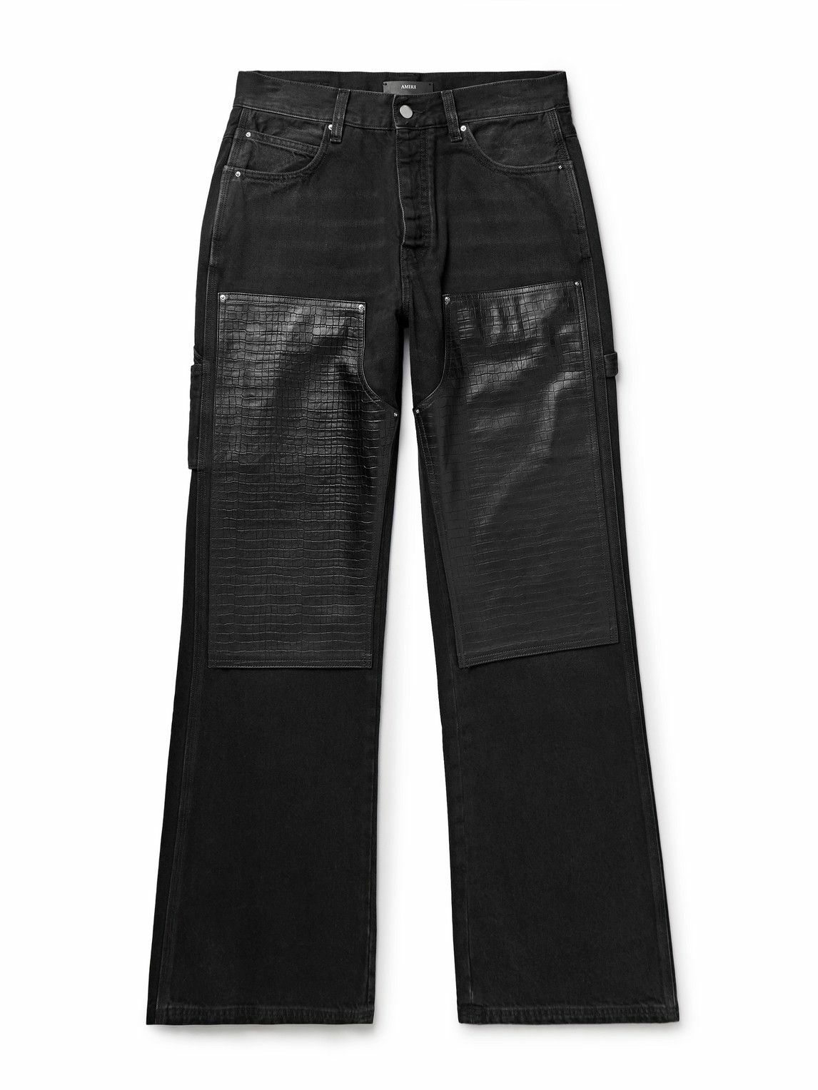 AMIRI - MX1 Straight-Leg Leather-Panelled Distressed Jeans