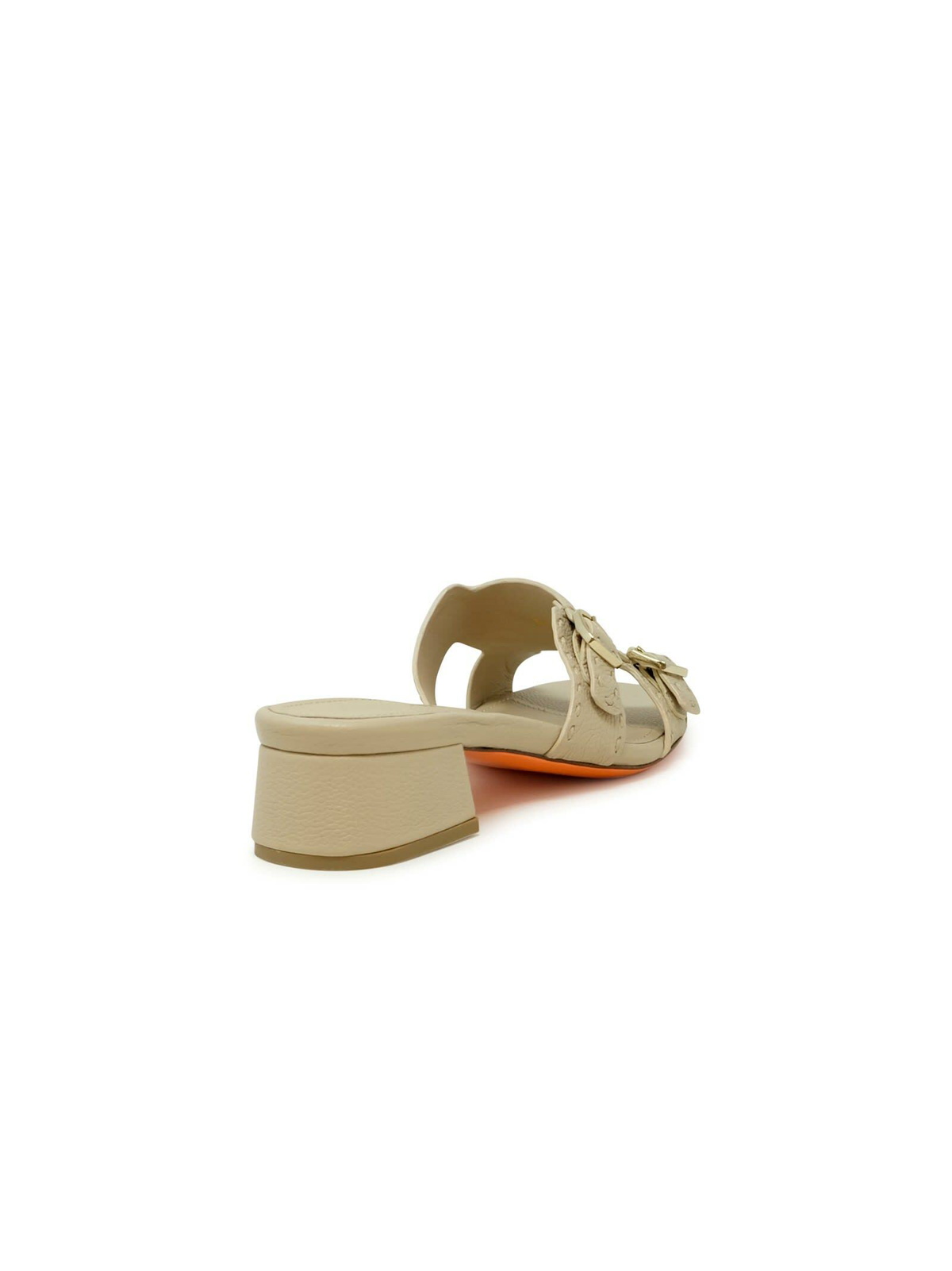 Santoni Beige Leather Backless Sandal