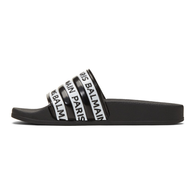 Balmain Black Calypso Pool Slides Balmain