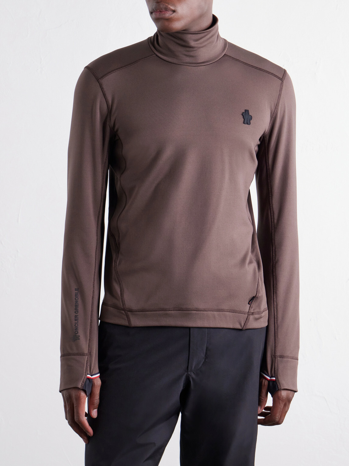 Moncler Grenoble - Slim-Fit Logo-Appliquéd Polartec® Power Grid™ Base Layer - Brown