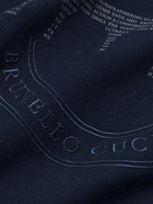 Brunello Cucinelli - Logo-Embroidered Printed Cotton-Blend Jersey Sweatshirt - Blue