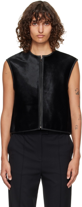 Photo: Loulou de Saison Black Ampas Pony-Effect Leather Vest