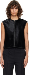 Loulou de Saison Black Ampas Pony-Effect Leather Vest