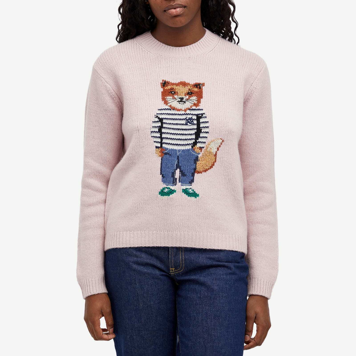 Maison Kitsuné Women's Dressed Fox Jumper in Light Pink