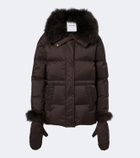Yves Salomon Set of calf-hair trimmed down jacket and gloves