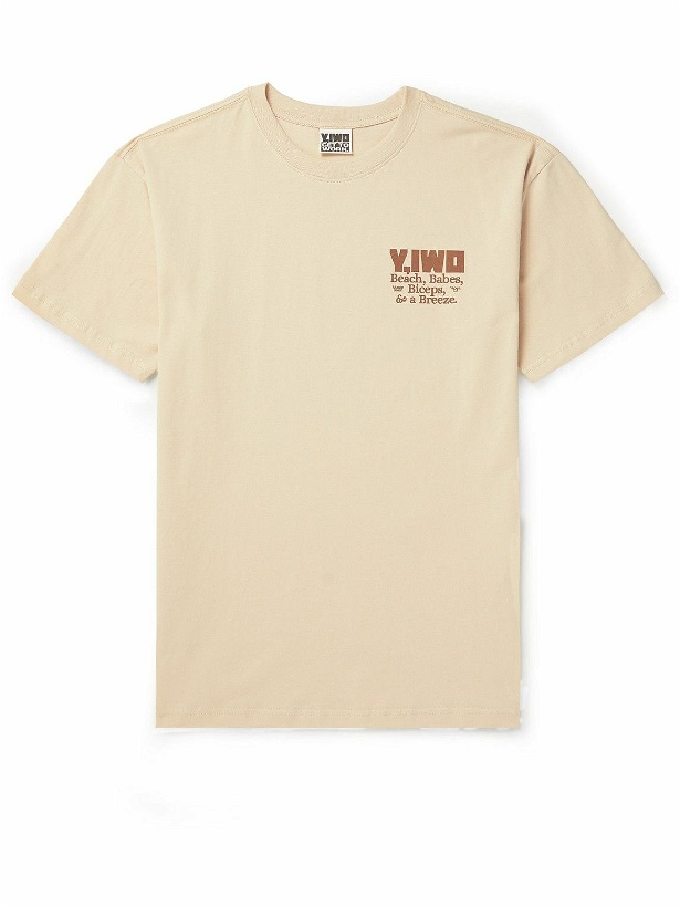 Photo: Y,IWO - Logo-Print Cotton-Jersey T-Shirt - Neutrals