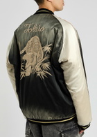 Maison mihara yasuhiro Souvenir Embroidered Satin Bomber Jacket Black