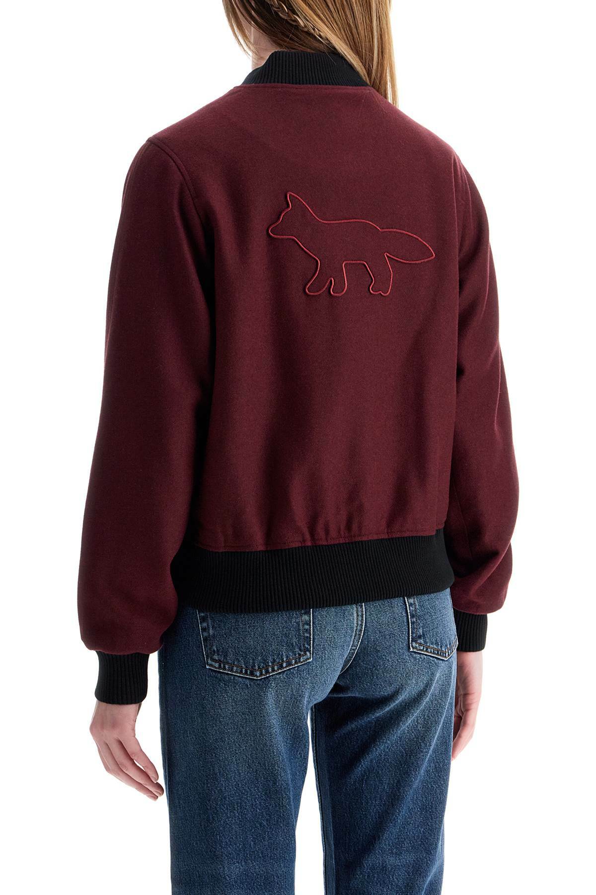 MAISON KITSUNE men's bordeaux wool teddy jacket with fox