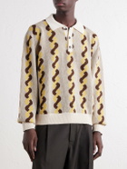 BODE - Lasso Jacquard-Knit Cotton, Alpaca and Merino Wool-Blend Polo Sweater - Neutrals