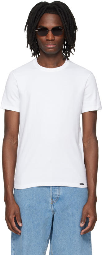 Photo: TOM FORD White Cotton Crewneck T-shirt