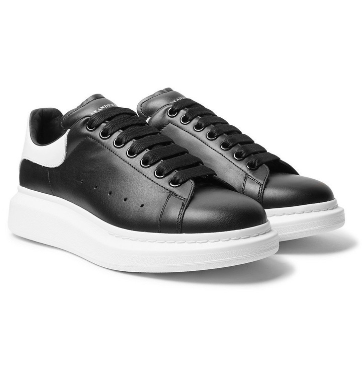 Photo: Alexander McQueen - Larry Exaggerated-Sole Leather Sneakers - Men - Black