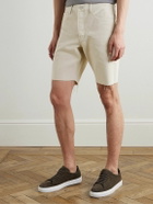 FRAME - Distressed Straight-Leg Cotton-Canvas Shorts - Neutrals