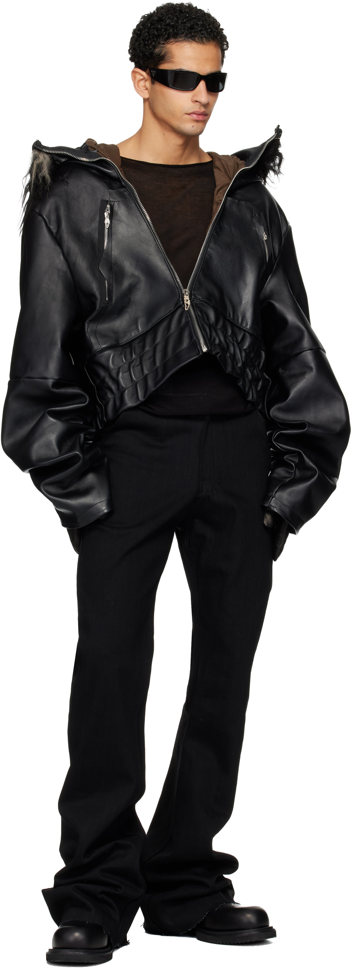 Swampgod Black Dragoncello Cropped Leather Jacket