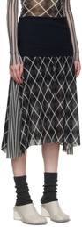 Paula Canovas Del Vas Black & Gray Polo Mesh Midi Skirt
