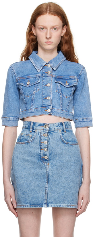 Photo: Moschino Jeans Blue Cropped Denim Jacket